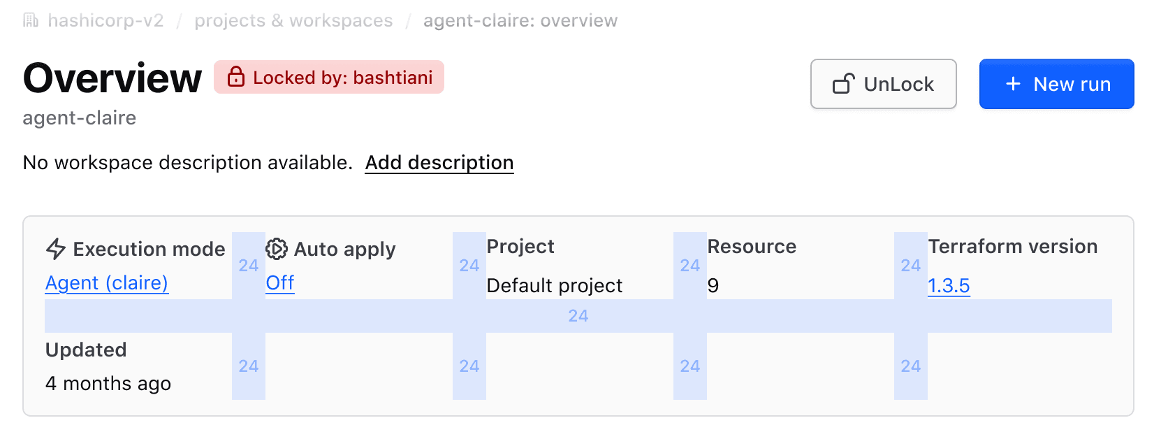Two rows with five columns. The first row has each column filled, while the second row has one. The gaps vertically and horizontally shows 24px gaps.
